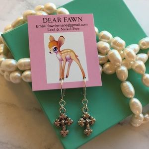 New Silver Celtic Clover Cross Earrings